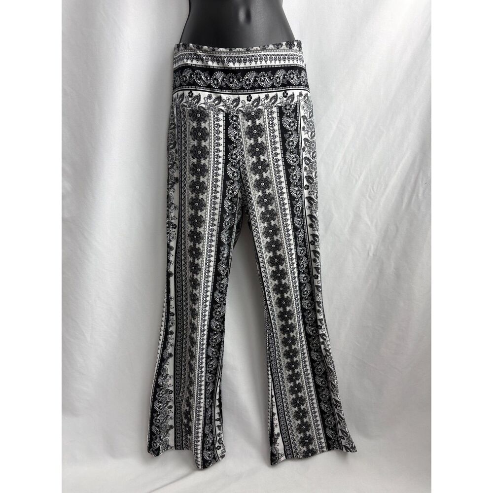 I Believe Stretch Bell Bottom Flare Palazzo Pants Size L Boho Ethnic Bohemian